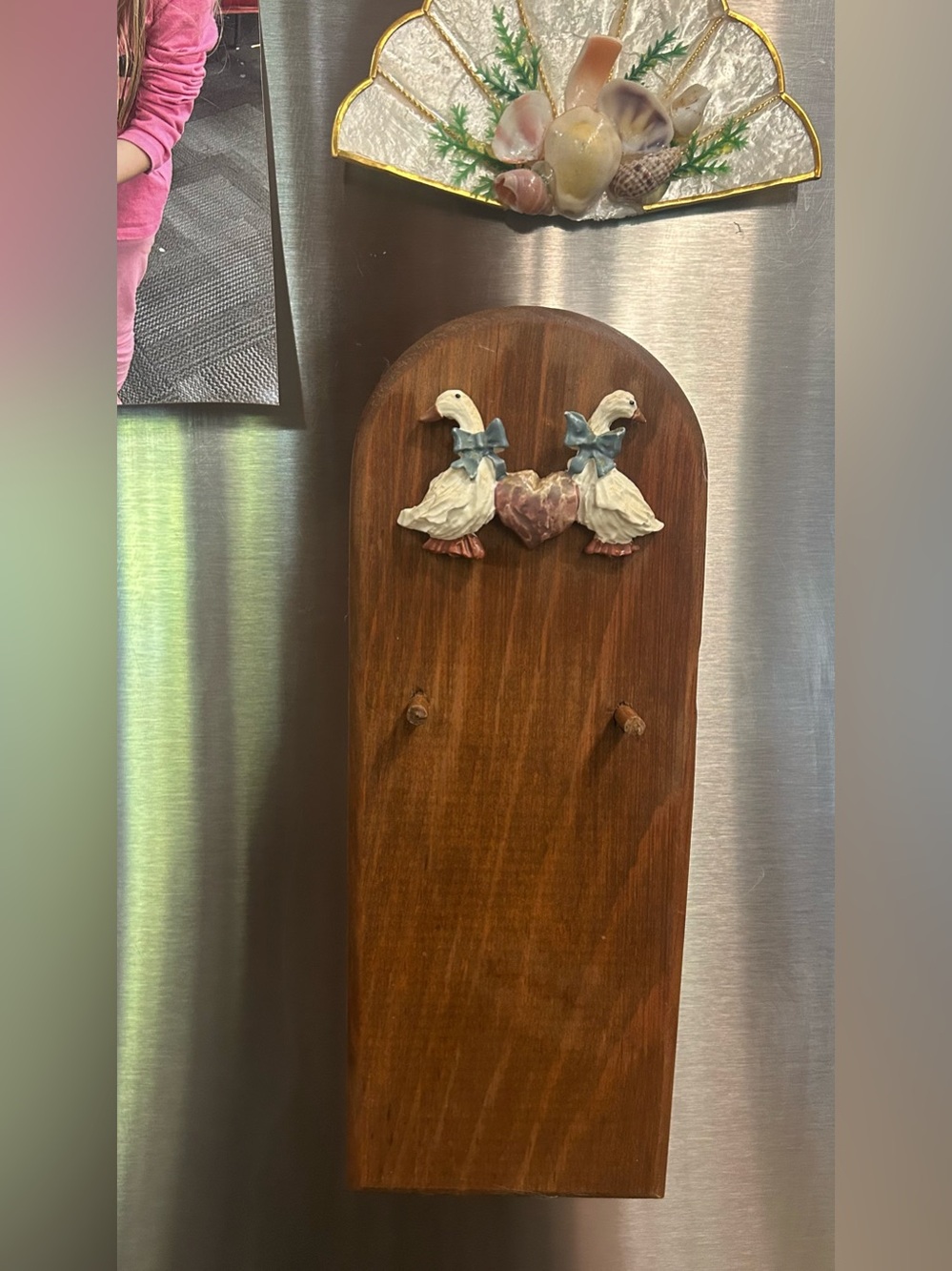Vintage 1980s Country Geese Wooden Memo Pad Holder (C) - Picture 4 of 4
